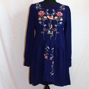 Available by Angela Fashion Embroidered Blue Dress